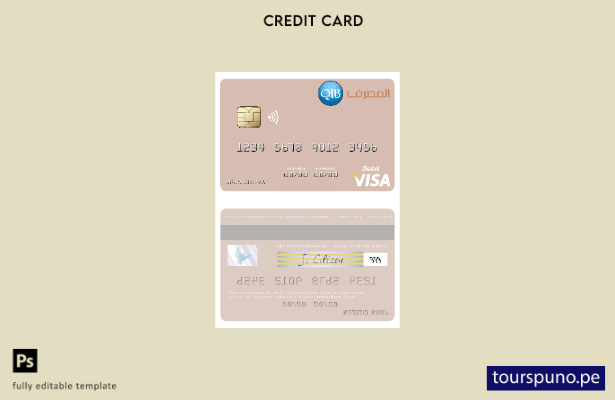 lista para imprimir plantilla de tarjeta de débito visa del Banco Islámico de Qa